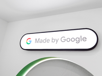 The Google logo, accompanied by the slogan ''Made by Google,'' is being displayed at the entrance of Android Avenue in Barcelona, Spain, on...