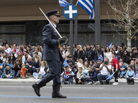 People are attending the military parade marking Greece's Independence Day in central Athens, Greece, on March 25, 2024. The date, March 25,...