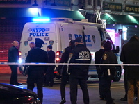 An on-duty NYPD officer is being fatally shot while conducting a vehicle stop at 1919 Mott Avenue in Far Rockaway, Queens, New York, United...