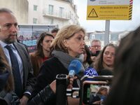 Valerie Pecresse, President of the Regional Council of Ile-de-France, is talking to the press at Bretigny-sur-Orge station in Ile-de-France,...