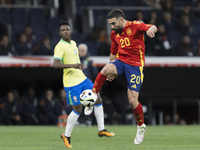 Daniel Carvajal of Spain is in action during the friendly match between Spain and Brazil at Santiago Bernabeu Stadium in Madrid, Spain, on M...