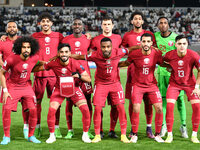 The starting eleven of Qatar are posing before the FIFA World Cup 2026 and the AFC Asian Cup Saudi Arabia 2027 qualifier soccer match betwee...