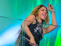 Colombian singer-songwriter Shakira is performing in New York City, on March 26, 2024, at the southeast corner of Broadway and 47th Street i...