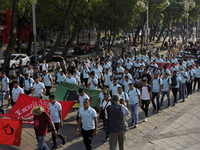 Students from rural schools in Ayotzinapa are participating in a demonstration to demand justice for the disappearance of the 43 students of...