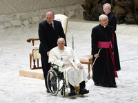 Pope Francis during the general audience at Paul VI hall in Vatican on March 27, 2024. (