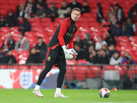 Thomas Kaminski of Belgium is warming up before the International Friendly soccer match between England and Belgium at Wembley Stadium in Lo...