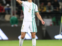Aissa Mandi is reacting during the international friendly match between Algeria and South Africa in Algiers, Algeria, on March 26, 2024. (