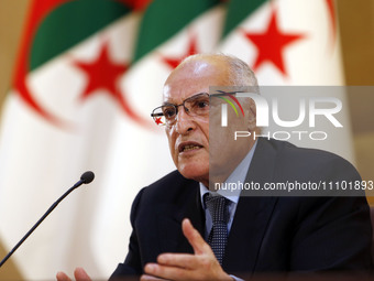 The Algerian Minister of Foreign Affairs, Ahmed Attaf, is hosting a press conference in Algiers, Algeria, on March 26, 2024. He is assuring...