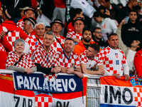 Fans of Croatia are showing their support during the friendly football match between Egypt and Croatia at Misr Stadium in the New Administra...