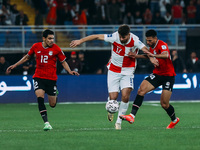Mohamed Abdel Moneim is playing against the Croatia team in a friendly football match between Egypt and Croatia at Misr Stadium in the New A...