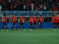 Players of Egypt are celebrating after a goal during the friendly football match between Egypt and Croatia at Misr Stadium in New Administra...
