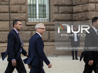 The Prime Minister of Bulgaria, Academician Nikolay Denkov, is standing in front of the Presidency building in Sofia, Bulgaria, on March 27,...