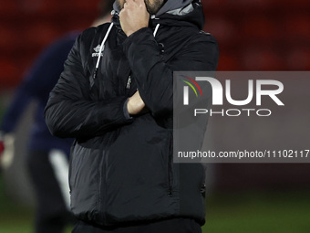 Kevin Phillips, the manager of Hartlepool United, is watching the Vanarama National League match between Gateshead and Hartlepool United at...