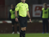 Match referee Dale Baines is officiating the Vanarama National League match between Gateshead and Hartlepool United at the Gateshead Interna...