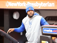 New York Mets starting pitcher Luis Severino #40 is coming out on the field for workouts at Citi Field in Corona, N.Y., on March 27, 2024. (