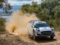 Driver Jourdan Serderidis and co-driver Frederic Miclotte of the M-Sport Ford WRT, in their Ford Puma Rally1 Hybrid, are facing the test of...