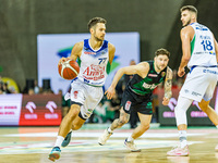 Players from WKS Slask Wroclaw and Anwil Wloclawek are competing in a basketball match for the Main Polish League - Orlen Basket Liga in Wro...