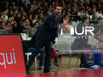 Assistant coach Marco Legovich is watching the FIBA Europe Cup match between Openjobmetis Varese and Nymburk basketball in Varese, Italy, on...