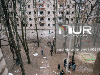 Residential buildings are being damaged by the impact, in Kharkiv, Ukraine, on March 27, 2024.  On the afternoon of March 27, Russia struck...