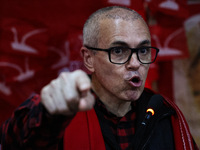 Omar Abdullah, Vice-President of the Jammu Kashmir National Conference and former Chief Minister of J&K, is speaking to a gathering of worke...