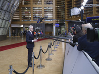 Prime Minister of Norway Jonas Gahr Store attends the European Council summit at the headquarters of the European Union in Brussels for the...
