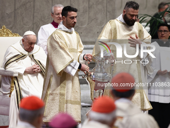 Pope Francis during the Chrism Mass at Saint Peter's Basilica in Vatican on March 28, 2024. (