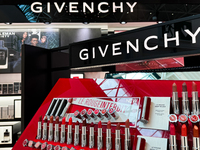 Givenchy logos are seen in a store at Fiumicino Airport in Rome on March 28, 2024. (