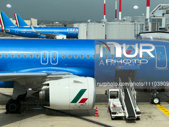 ITA Airways plane is seen at Fiumicino Airport in Rome on March 28, 2024. (