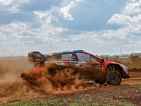 Ott Tanak and his co-driver Martin Jarveoja of the Hyundai Shell Mobis World Rally Team are facing the first day of the race in their Hyunda...