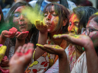 Fine arts students are celebrating Rang Utsab, or the Festival of Colors, at Charukola, Dhaka University, in Dhaka, Bangladesh, on March 28,...