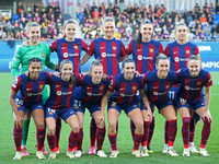 The FC Barcelona team is playing against SK Brann in the second leg of the Quarter-Final of the Women's UEFA Champions League at the Johan C...