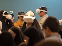 Iranian worshippers are wearing Virtual Reality headsets to watch simulations of Imam Hussein and the battle of Karbala at a place called Me...