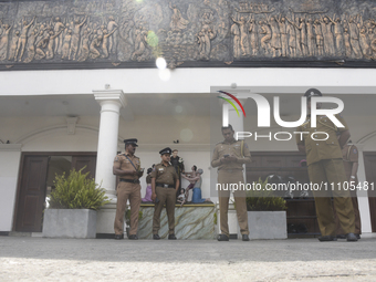 Sri Lankan police are standing guard at the St. Anthony's Shrine in Colombo, Sri Lanka, on March 29, 2024. The Maligakanda Magistrate's Cour...