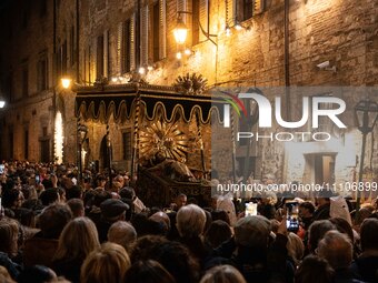 Dead Christ statue is seen during Good Friday procession in Gubbio, Italy, on March 29th, 2024. The Dead Christ procession on Good Friday is...