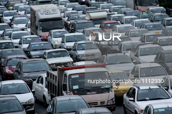 Heavy traffic jams in Tehran (capital of Iran) before Nowruz (Iranian New Year) holiday, 16 March 2016, Tehran-Iran.
 