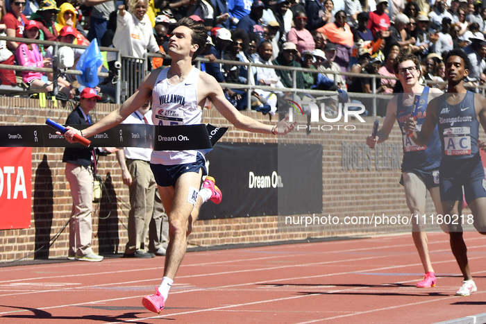 Villanova is taking the win in the College Men's Distance Medley Championship of America on day 2 of the 128th Penn Relays Carnival, the lar...