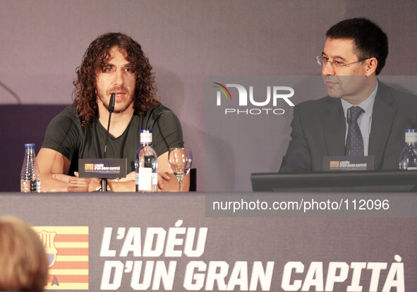 BARCELONA -may 15- SPAIN: FC Barcelona president, Josep Maria Bartomeu,  in the Carles Puyol farewell ceremonyl, held in the Auditorium 1899...