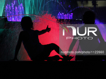 Children watch a dancing fountain in Manila, Philippines on March 22, 2016. The United Nations declared March 22 as World Water Day to provi...