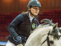 Swedish horse jumper Victoria Wallenstam placed fifth in the opening 1.4m race against time during the 2016 Gothenburg Horse Show  in Gothen...