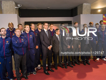 FC Barcelona Lassa basket team during the memorial of Johan Cruyff in Camp Nou Stadium, the 26 of march of 2016.  (