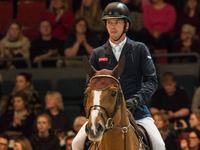 Dutch horse jumper Harrie Smolders places third in the second class of the FEI World Cup finals at the 2016 Gothenburg Horse Show (