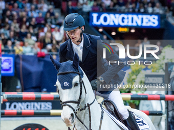 2013 World Champion, German horse jumper Daniel Deusser, missed the jump off at the second class of the FEI World Cup finals at the 2016 Got...