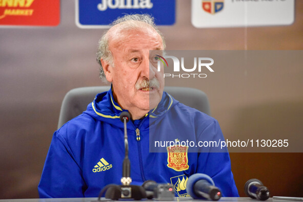 Vicente del Bosque the head coach of Spain National Team  during the press conference before the friendly football game between National Tea...