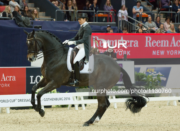 Swedish rider Tinne Vilhelmson Silfvén on Don Auriello placed second at the 2016 Reem Acra FEI World Cup Dressage finals at the Gothenburg H...