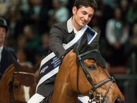 Swiss horse jumper Steve Guerdat, riding Corbinian, defended his FEI World Cup title at the 2016 Gothenburg Horse Show in Scandinavium Arena...