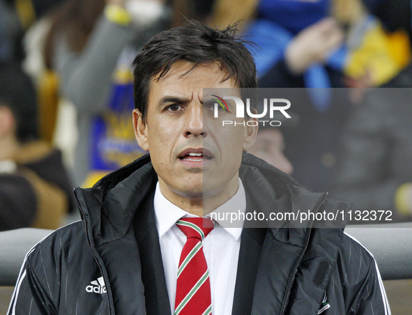 Wales National football team's Head Coach Chris Coleman,during the friendly football match between Ukraine and Wales at Olimpiyskiy stadium,...