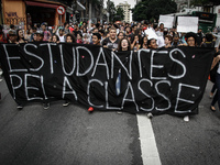 Brazilian students protest against embezzlement of school meals and against the closure of classrooms in state Ecolas the state of So Paulo,...