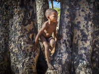 Child from the San tribe in the Living Museum of the Ju’Hoansi-San, Grashoek, Namibia (