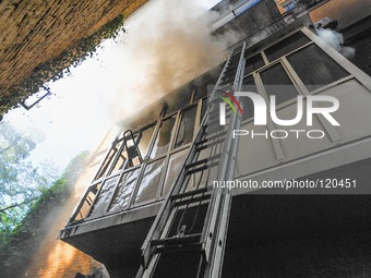 A fire broke out in a set of apartment buildings next to Independence Square. Firefighters worked for hours to put out the blaze which was d...