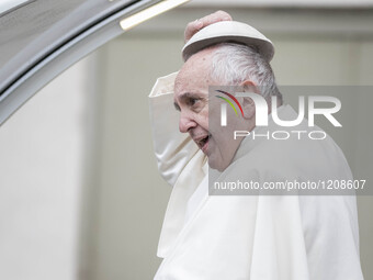 Pope Francis arrives to celebrate an extraordinary Jubilee Audience as part of ongoing celebrations of the Holy Year of Mercy in St. Peter's...